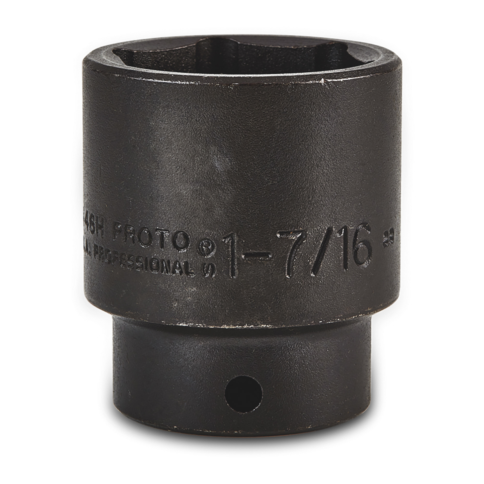 Proto 1/2in. Drive, 1 7/16in. SAE Impact Socket, 6-Point, Black Oxide Finish, Model# J7446H